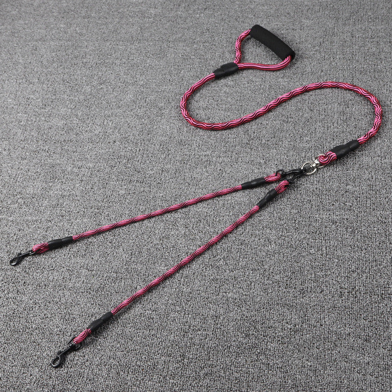 KFX-1872573 Wave Pattern Detachable Traction Rope for Pets - Anti-Winding Nylon Design in Pink, Green, and Rose Red