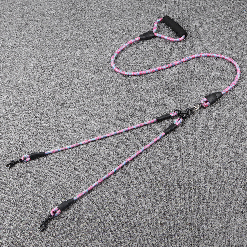 KFX-1872573 Wave Pattern Detachable Traction Rope for Pets - Anti-Winding Nylon Design in Pink, Green, and Rose Red