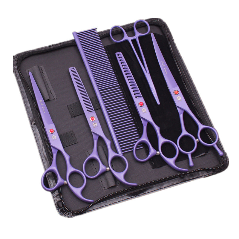 KFX-1874365 Straight Pet Grooming Scissors and Thinning Set with Curved Comb for Dogs and Cats