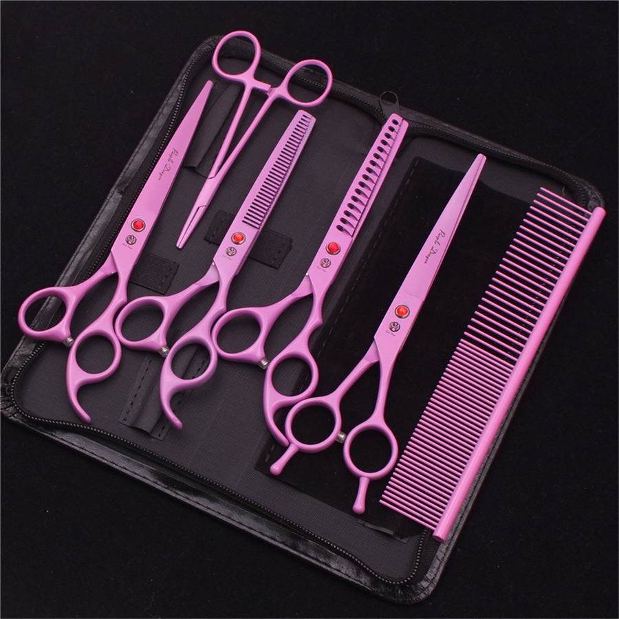 KFX-1874365 Straight Pet Grooming Scissors and Thinning Set with Curved Comb for Dogs and Cats