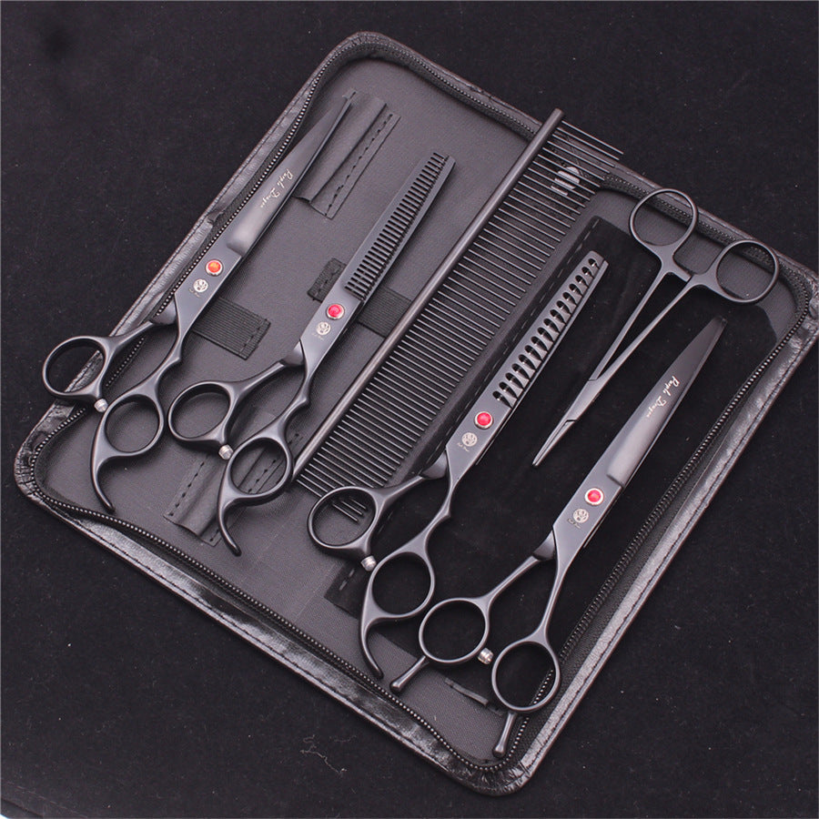KFX-1874365 Straight Pet Grooming Scissors and Thinning Set with Curved Comb for Dogs and Cats