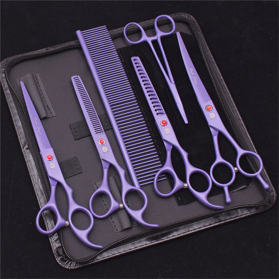 KFX-1874365 Straight Pet Grooming Scissors and Thinning Set with Curved Comb for Dogs and Cats