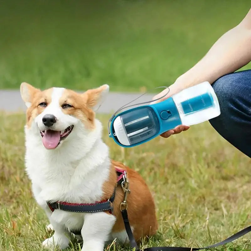 KFX-1874621 3-in-1 Portable Pet Water Cup with Food Storage and Waste Bag Compartment