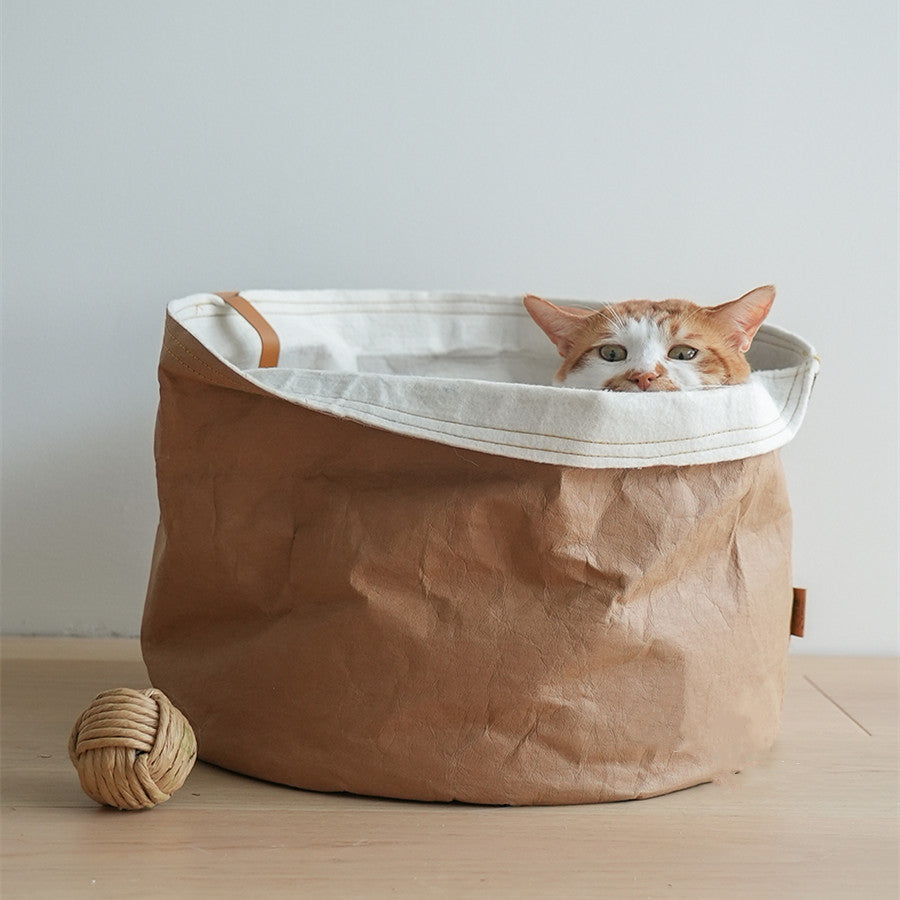 KFX-1875005 Washable Kraft Paper Round Pet Nest with Adjustable Height 40cm Diameter, Suitable for Large Pets