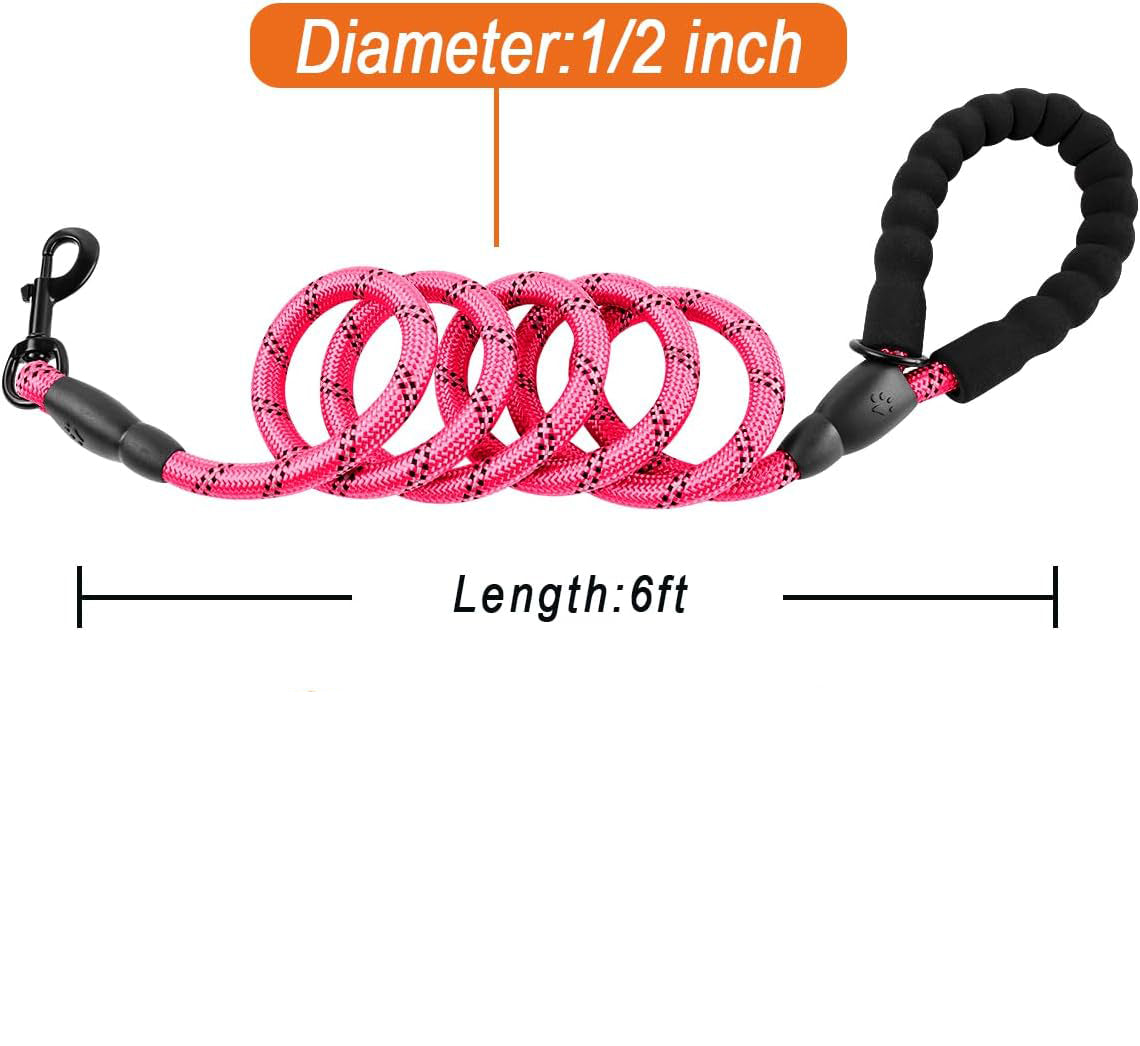 KFX-1876029 Heavy Duty 5 FT Dog Leash for Large Dogs with Padded Handle and Reflective Safety Features