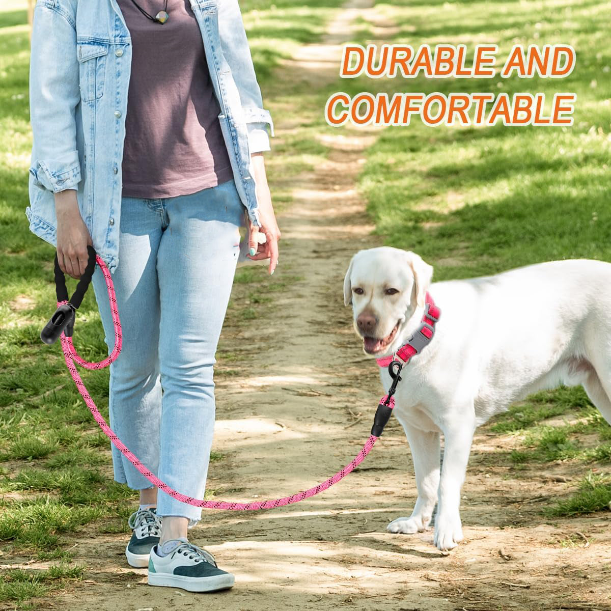 KFX-1876029 Heavy Duty 5 FT Dog Leash for Large Dogs with Padded Handle and Reflective Safety Features