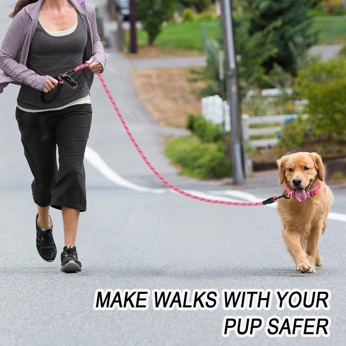 KFX-1876029 Heavy Duty 5 FT Dog Leash for Large Dogs with Padded Handle and Reflective Safety Features