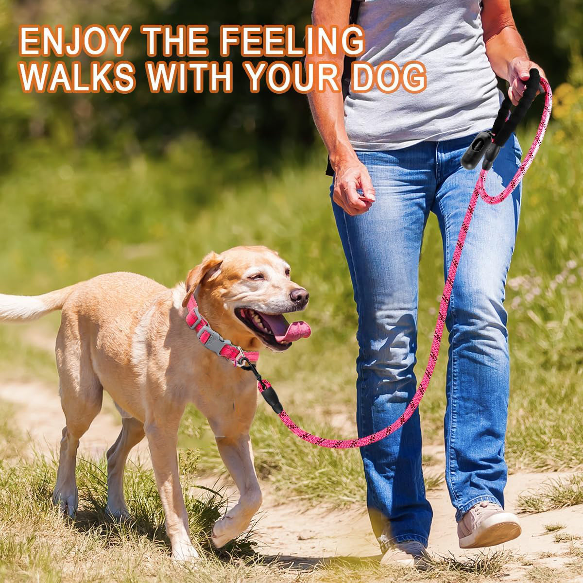 KFX-1876029 Heavy Duty 5 FT Dog Leash for Large Dogs with Padded Handle and Reflective Safety Features