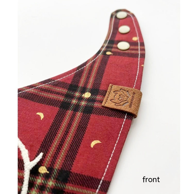 KFX-1876157 Christmas Deer Scarf for Pets - Triangular Towel in Red or Green Nose, Sizes XS to L for Cats and Dogs