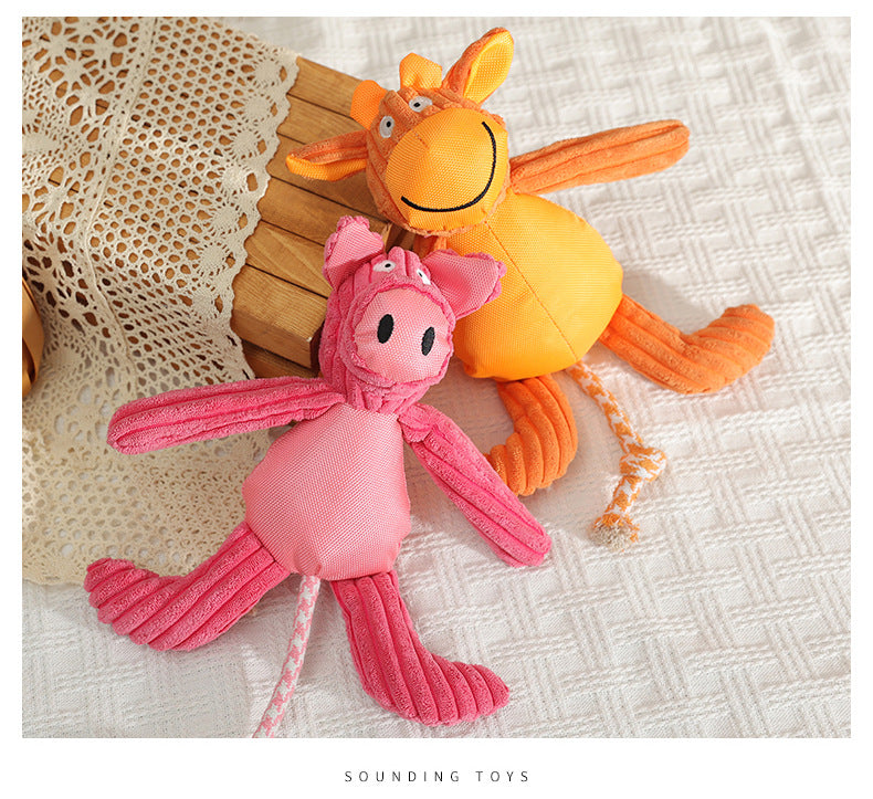 KFX-1878205 Cartoon Cow and Pig Plush Pet Toy - Bite-Resistant, 40x32cm, 135g