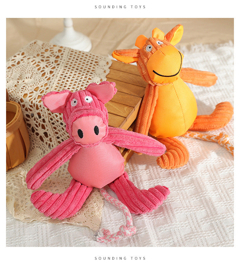 KFX-1878205 Cartoon Cow and Pig Plush Pet Toy - Bite-Resistant, 40x32cm, 135g