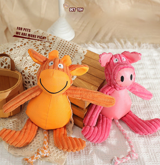 KFX-1878205 Cartoon Cow and Pig Plush Pet Toy - Bite-Resistant, 40x32cm, 135g