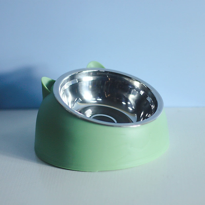 KFX-1878717 Stainless Steel Double Dog Bowl with Oblique Mouth for Enhanced Feeding Comfort