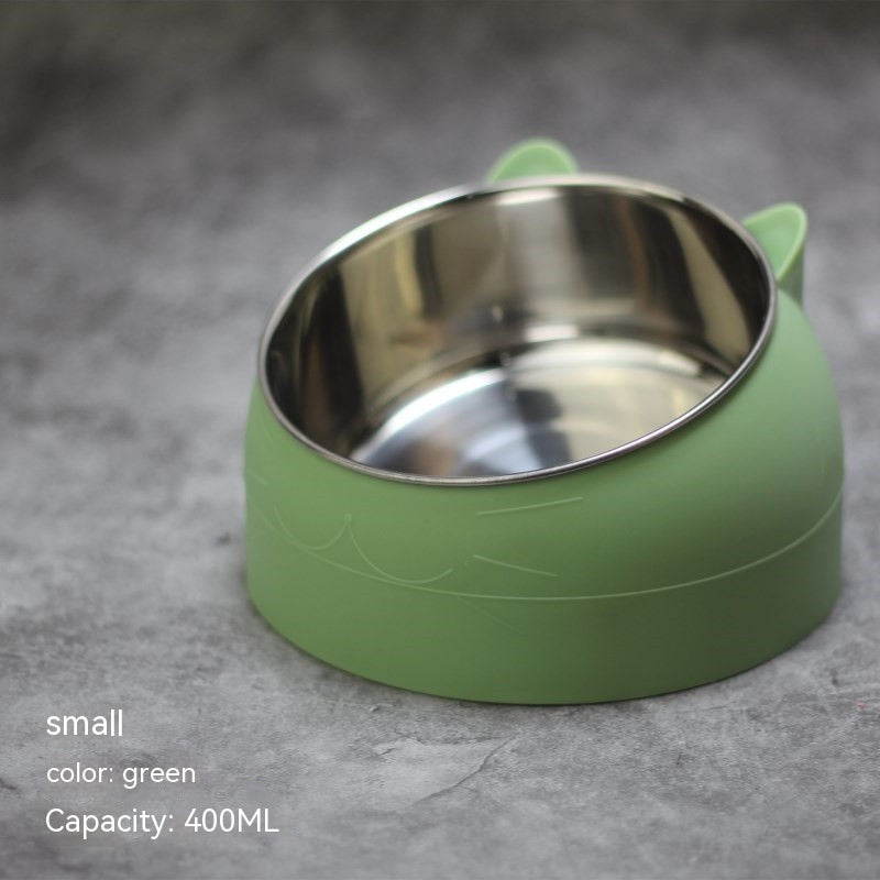 KFX-1878717 Stainless Steel Double Dog Bowl with Oblique Mouth for Enhanced Feeding Comfort
