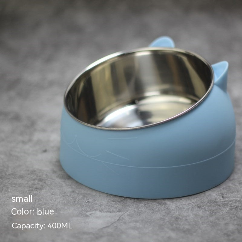 KFX-1878717 Stainless Steel Double Dog Bowl with Oblique Mouth for Enhanced Feeding Comfort