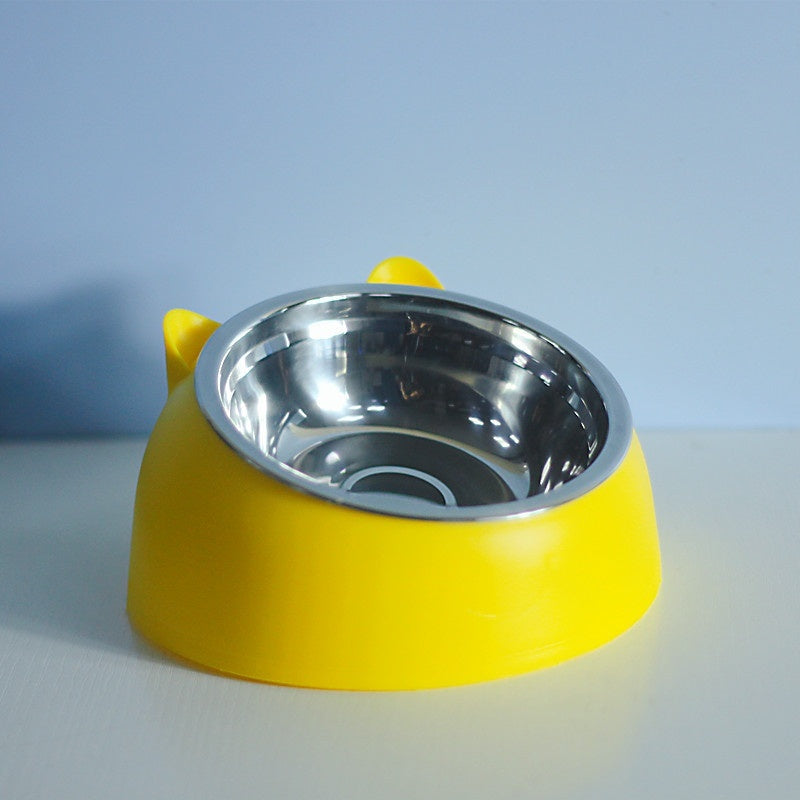 KFX-1878717 Stainless Steel Double Dog Bowl with Oblique Mouth for Enhanced Feeding Comfort