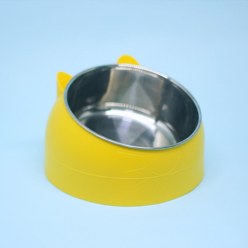KFX-1878717 Stainless Steel Double Dog Bowl with Oblique Mouth for Enhanced Feeding Comfort