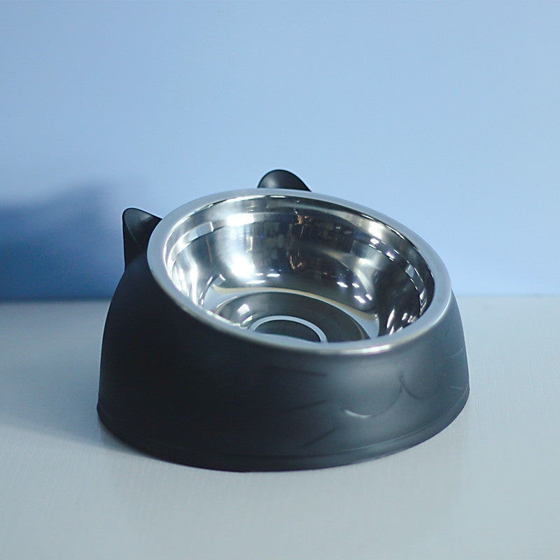KFX-1878717 Stainless Steel Double Dog Bowl with Oblique Mouth for Enhanced Feeding Comfort