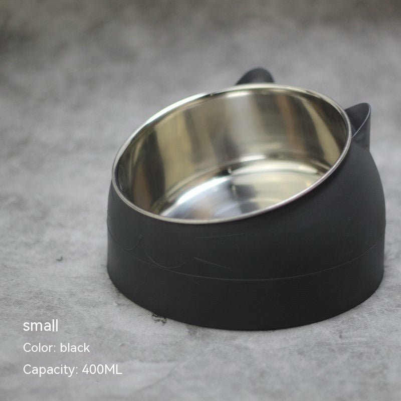 KFX-1878717 Stainless Steel Double Dog Bowl with Oblique Mouth for Enhanced Feeding Comfort