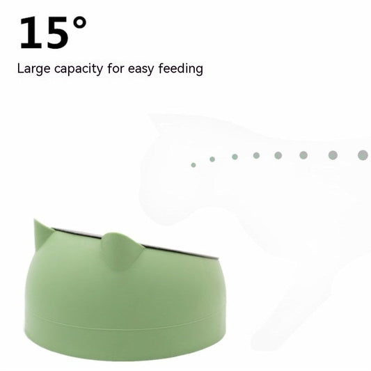 KFX-1878717 Stainless Steel Double Dog Bowl with Oblique Mouth for Enhanced Feeding Comfort
