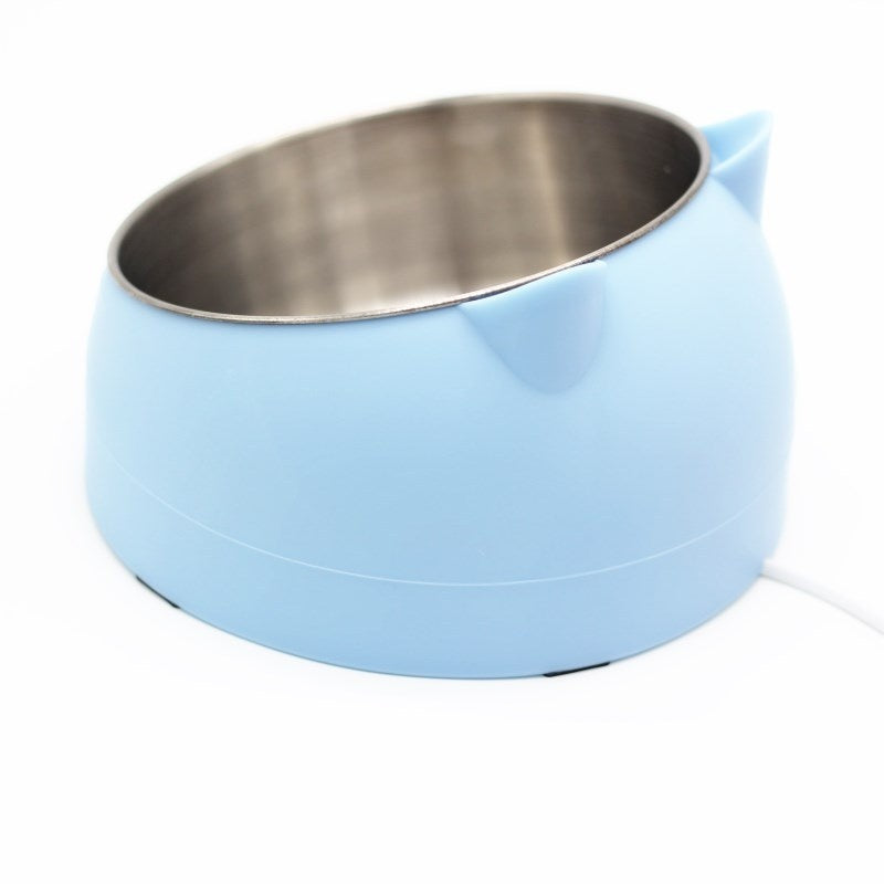 KFX-1878717 Stainless Steel Double Dog Bowl with Oblique Mouth for Enhanced Feeding Comfort