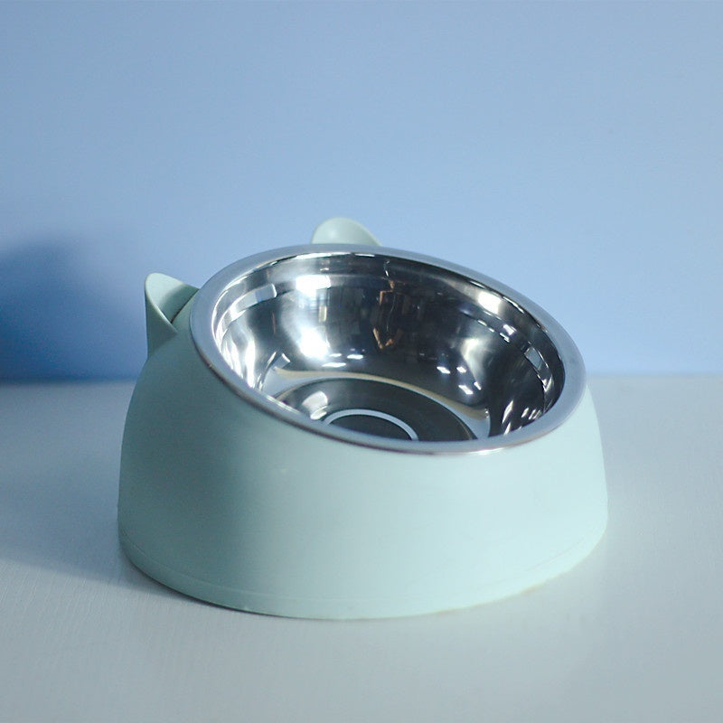 KFX-1878717 Stainless Steel Double Dog Bowl with Oblique Mouth for Enhanced Feeding Comfort