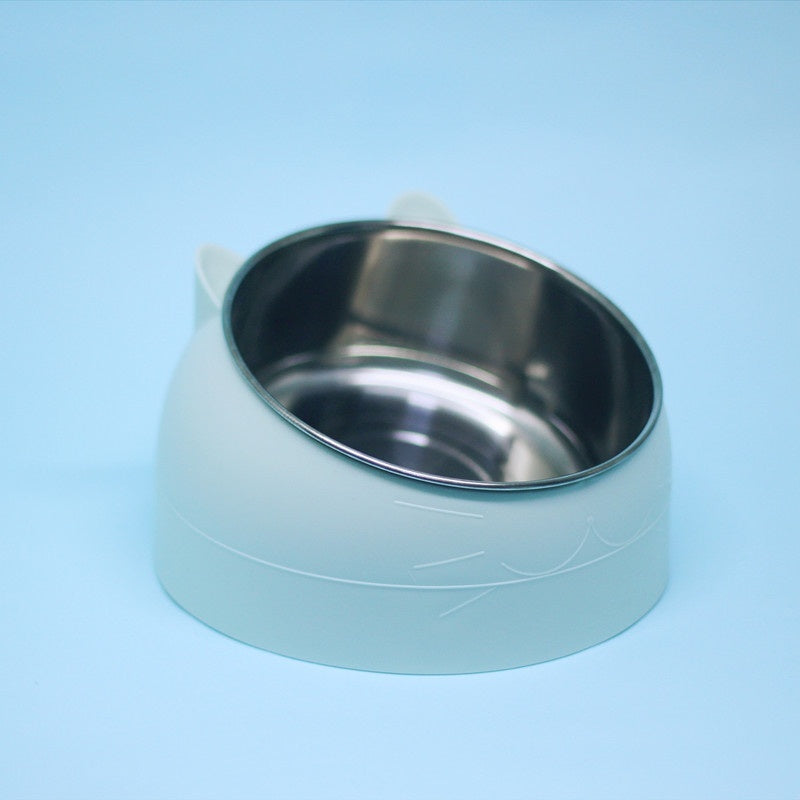 KFX-1878717 Stainless Steel Double Dog Bowl with Oblique Mouth for Enhanced Feeding Comfort