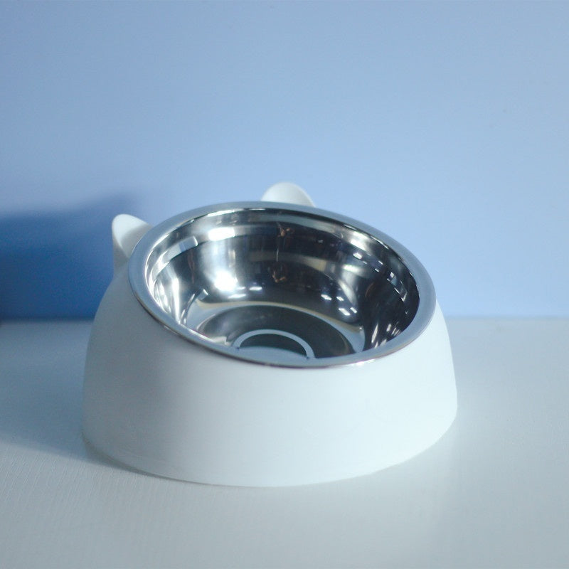 KFX-1878717 Stainless Steel Double Dog Bowl with Oblique Mouth for Enhanced Feeding Comfort