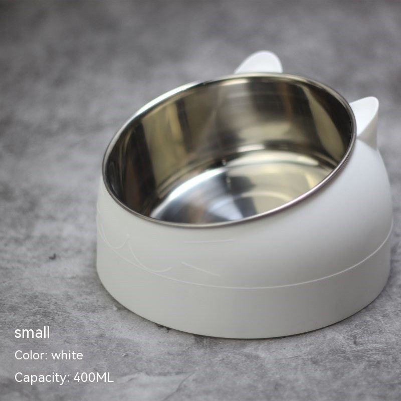 KFX-1878717 Stainless Steel Double Dog Bowl with Oblique Mouth for Enhanced Feeding Comfort