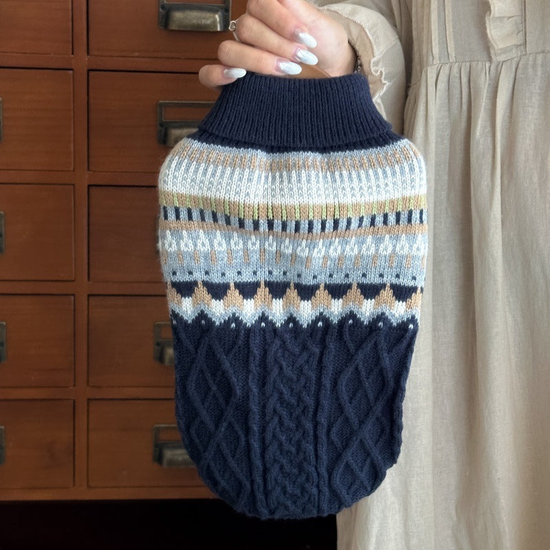KFX-1882301 Cozy Island Blue Sweater for Dogs and Cats in Soft Polyester Material