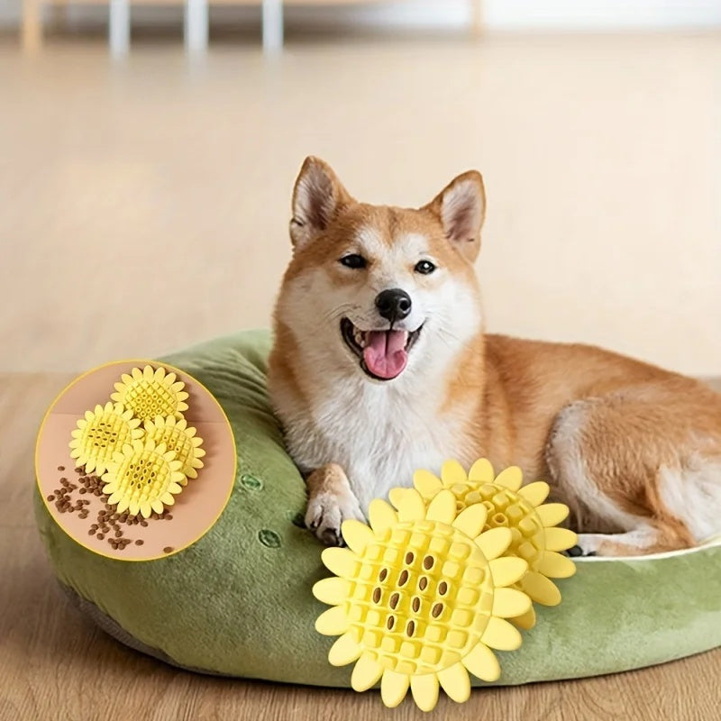 KFX-1887549 Durable Rubber Sunflower Dog Toy for Teething and Playtime in Puppies