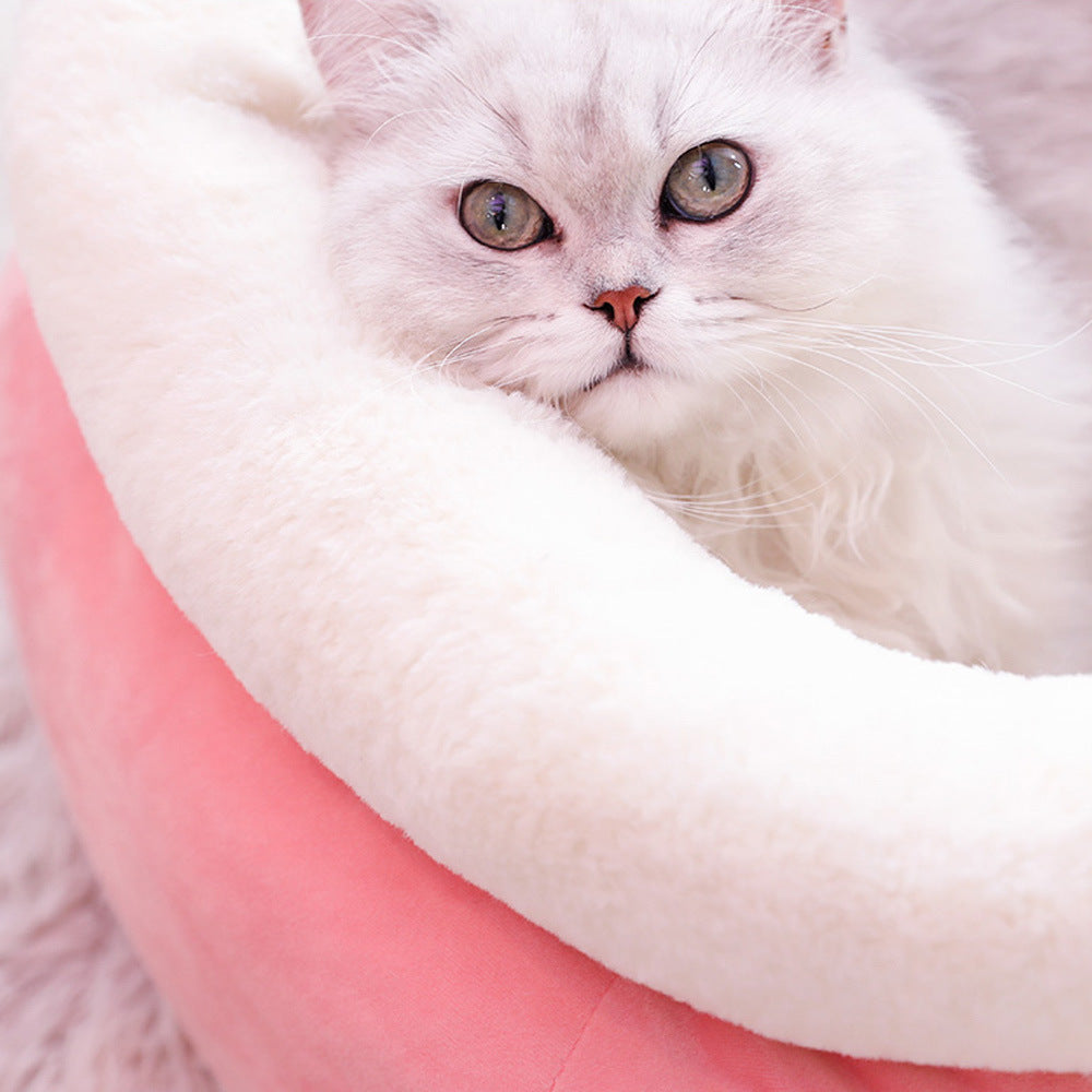 KFX-1888317 Winter Cat Litter Nest - Soft Cloth Design, Available in Pink Ice Cream, Rabbit, and Money Bag Styles
