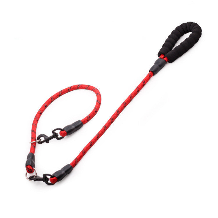KFX-1889853 Reflective Nylon Dog Leash with Extension Chain for Large Dogs - Scalable Options Available