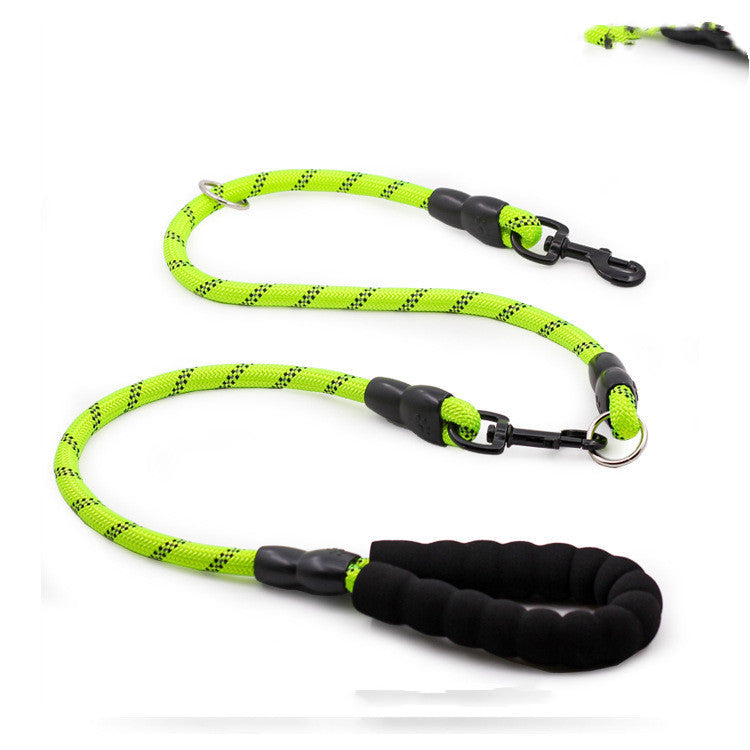 KFX-1889853 Reflective Nylon Dog Leash with Extension Chain for Large Dogs - Scalable Options Available