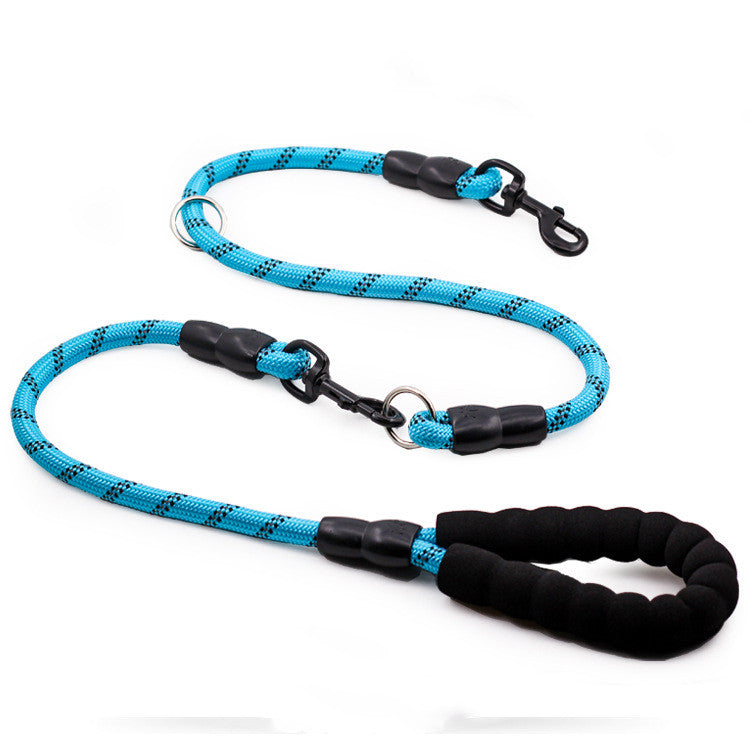 KFX-1889853 Reflective Nylon Dog Leash with Extension Chain for Large Dogs - Scalable Options Available