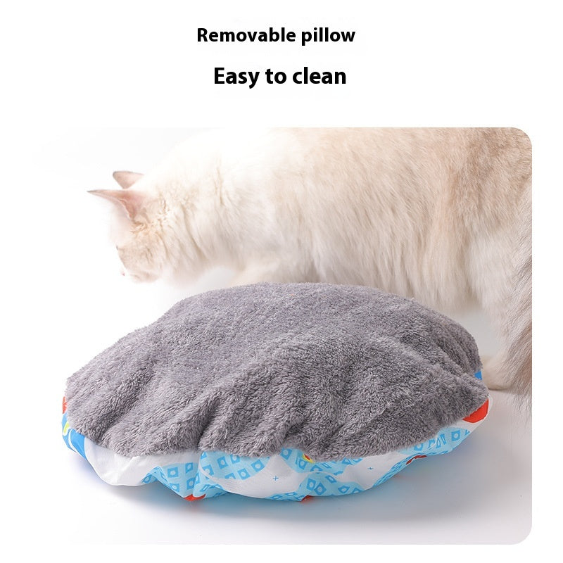 KFX-1890109 Cozy Semi-Closed Bear Head Cat Nest with Detachable Design for Autumn and Winter