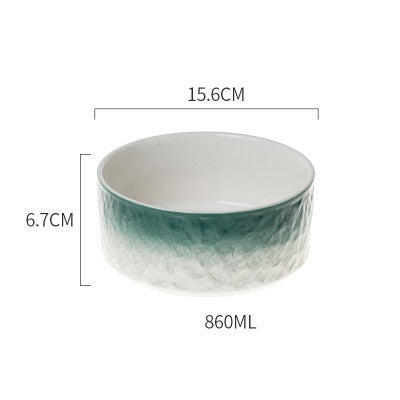KFX-1890237 Ceramic Anti-Overturning Pet Bowl in Gradient Stone Colors with Optional Wood Rack