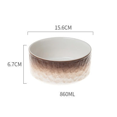 KFX-1890237 Ceramic Anti-Overturning Pet Bowl in Gradient Stone Colors with Optional Wood Rack