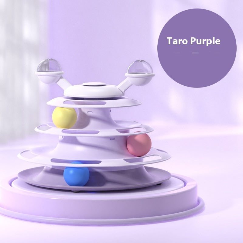 KFX-1890877 Multi-Layer Interactive Cat Toy Tower with Rolling Balls - Durable Training Puzzle for Pets