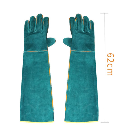 KFX-1891517 Ultra Long Leather Protective Gloves for Handling Pets and Reptiles, Durable Anti-Bite Design