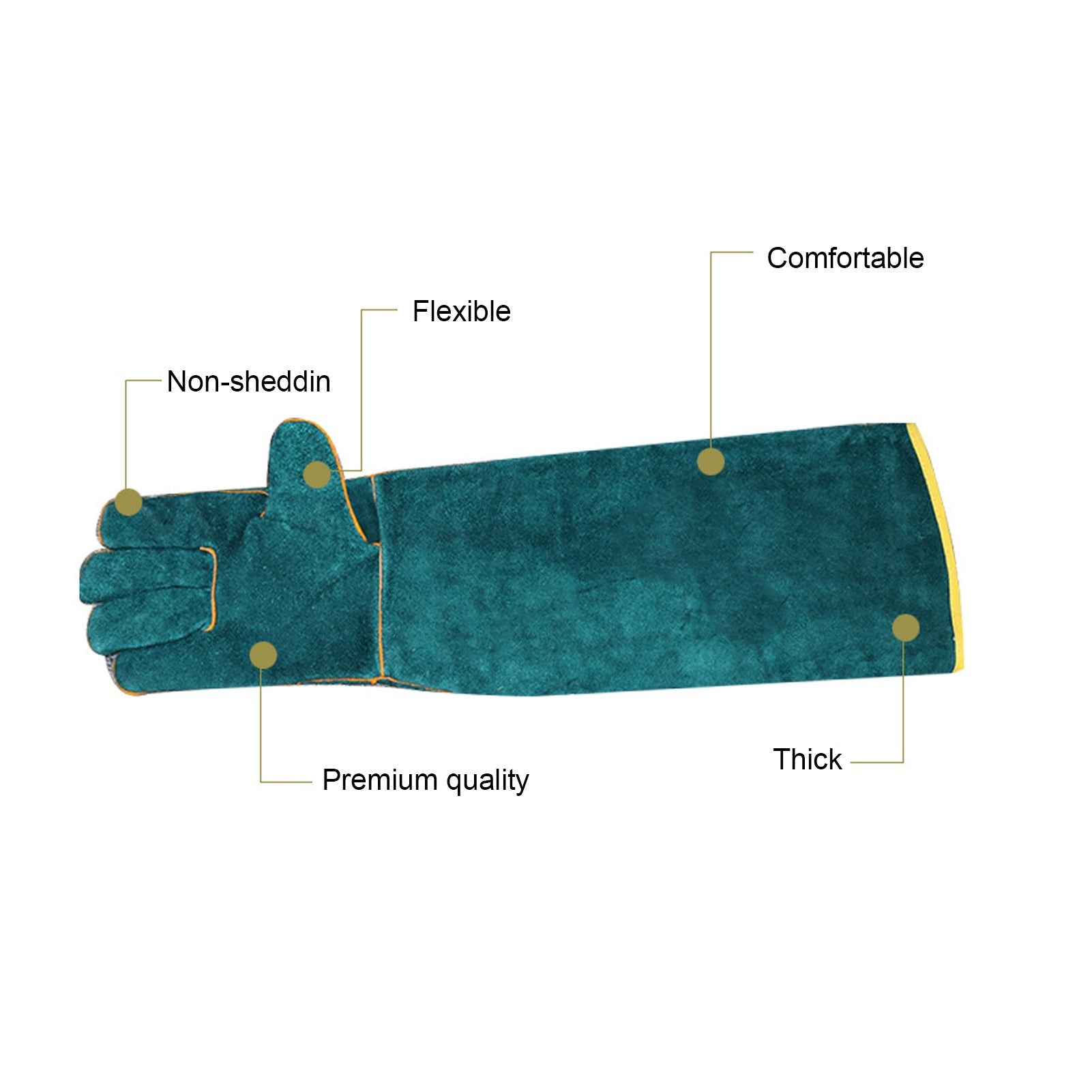 KFX-1891517 Ultra Long Leather Protective Gloves for Handling Pets and Reptiles, Durable Anti-Bite Design
