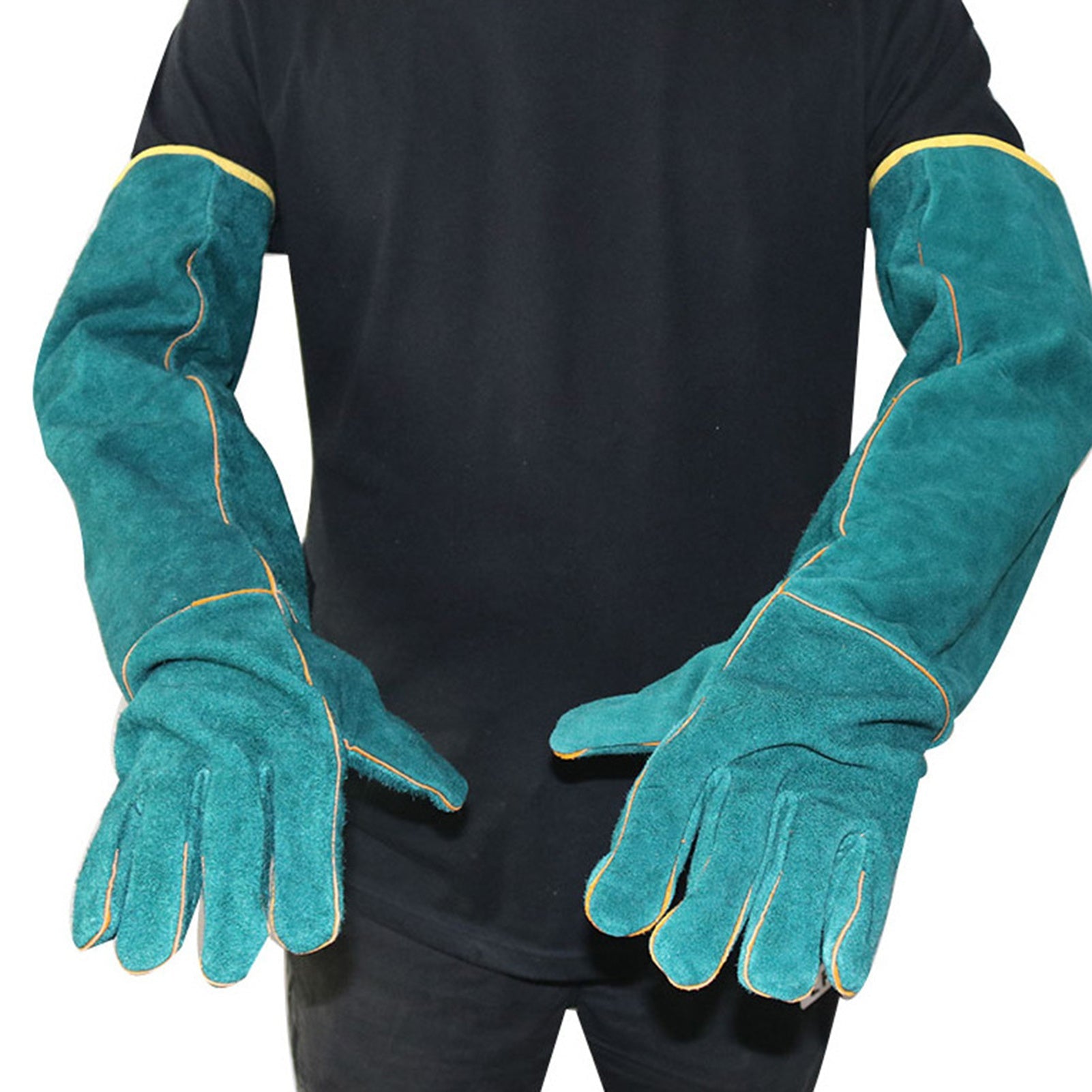 KFX-1891517 Ultra Long Leather Protective Gloves for Handling Pets and Reptiles, Durable Anti-Bite Design