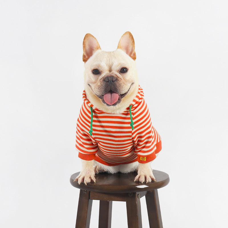 KFX-1895101 Orange Hooded Sweater for Dogs - Cotton Pet Clothing in Sizes M to 4XL