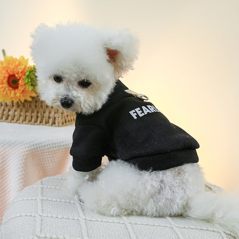 KFX-1895613 Casual Polyester Open Button Sweater for Dogs and Cats - Available in Fearless Black and Dreamer Red