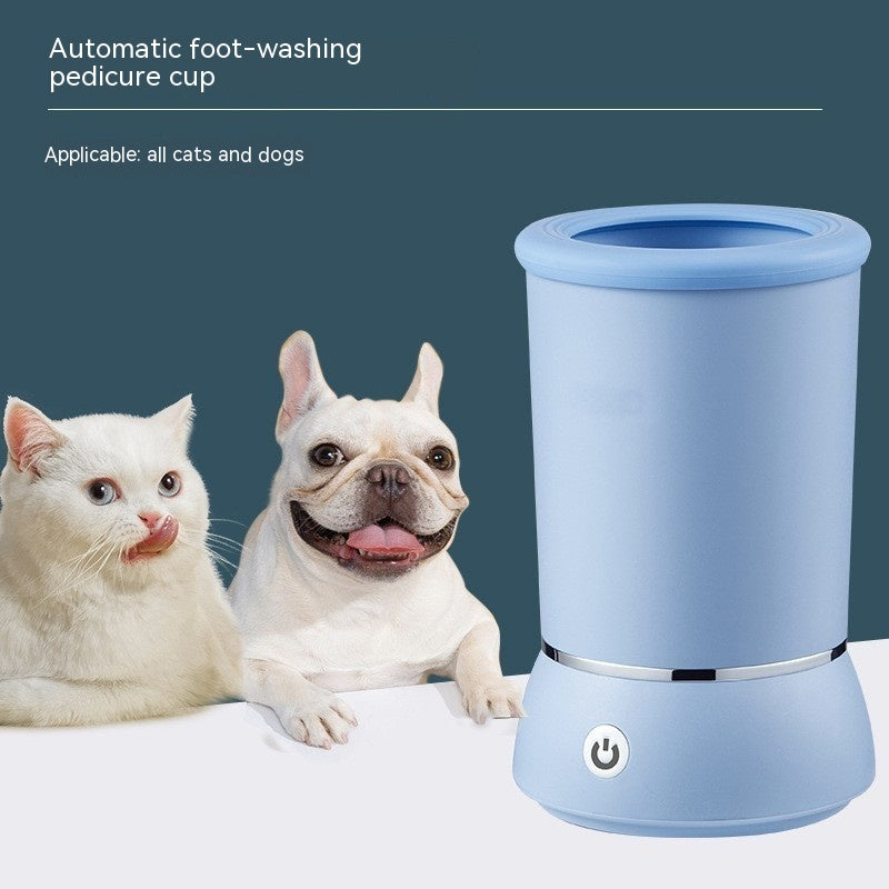 KFX-1897661 Automatic Pet Paw Cleaning Cup for Dogs and Cats – Electric Foot Washing Device in White and Blue