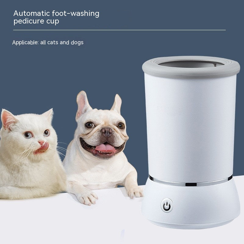 KFX-1897661 Automatic Pet Paw Cleaning Cup for Dogs and Cats – Electric Foot Washing Device in White and Blue