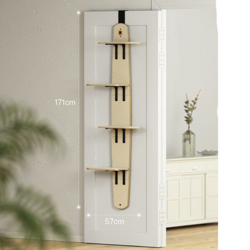 KFX-1899069 Pine Wood Cat Scratch Board with Integrated Climbing Tower – Minimalist Design, Space-Saving Assembly Size 57x27x171CM