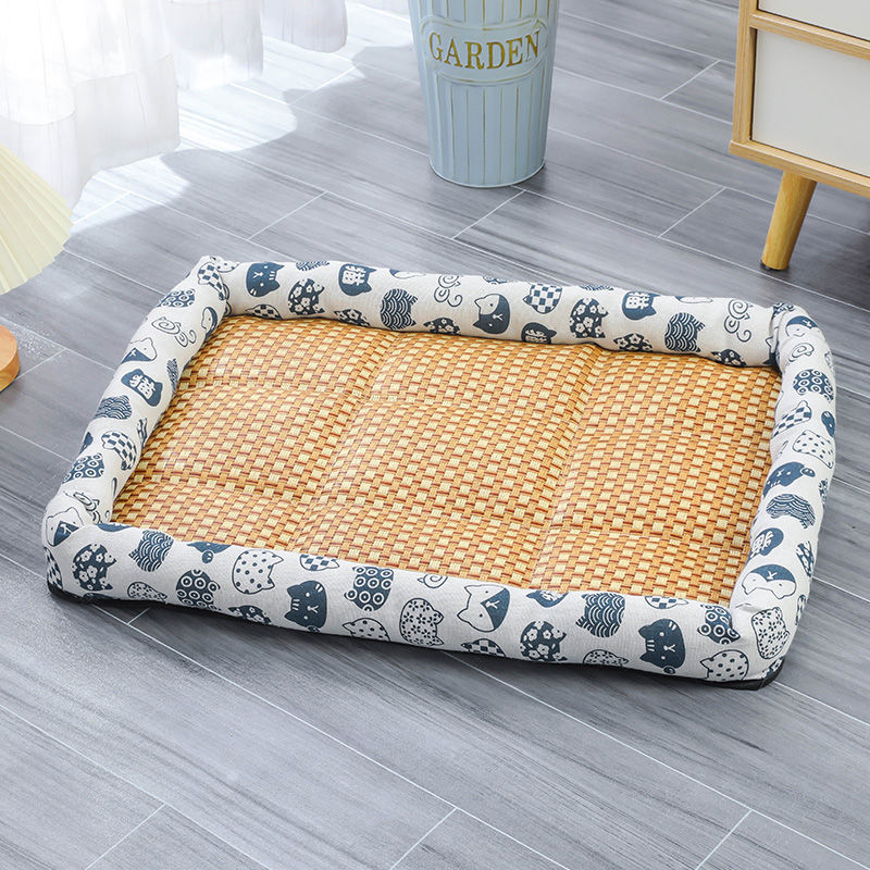 KFX-1899837 Pet Cooling Pad for All Breeds - Grey Cat, Pink Rabbit, Beige Panda, Blue and White Linen Options
