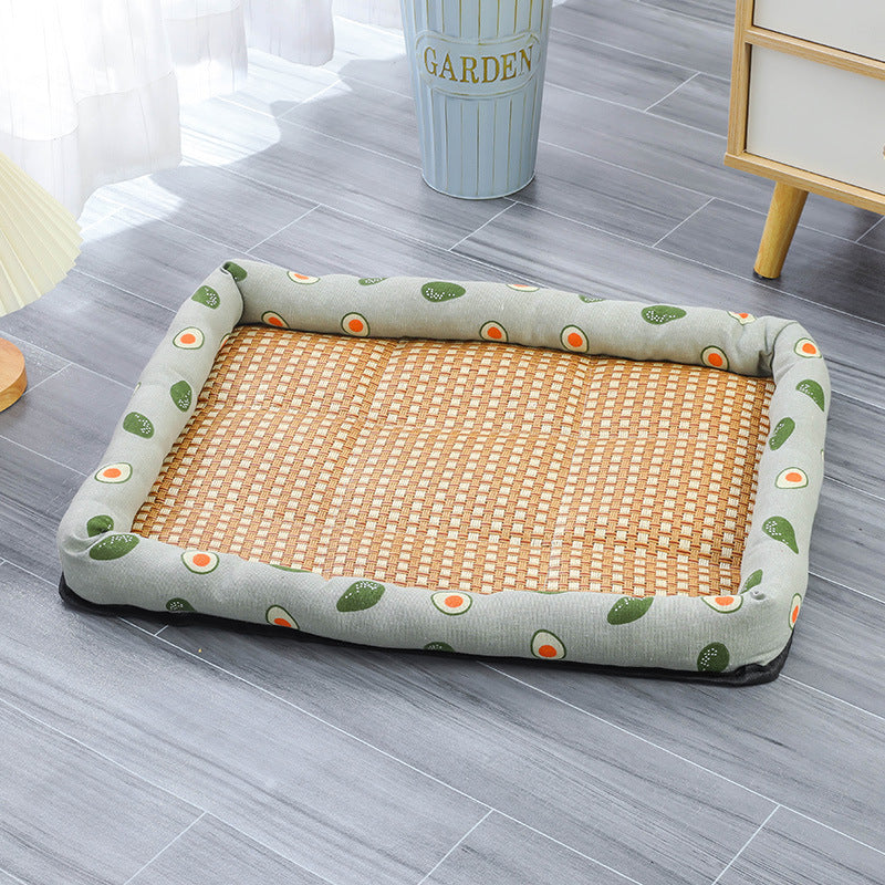 KFX-1899837 Pet Cooling Pad for All Breeds - Grey Cat, Pink Rabbit, Beige Panda, Blue and White Linen Options