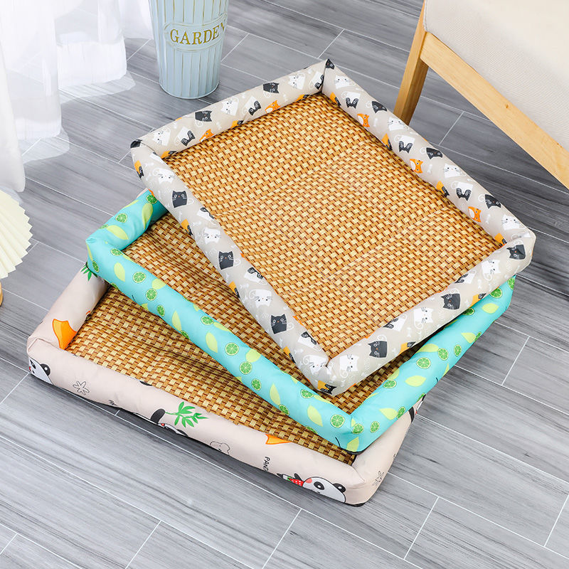 KFX-1899837 Pet Cooling Pad for All Breeds - Grey Cat, Pink Rabbit, Beige Panda, Blue and White Linen Options